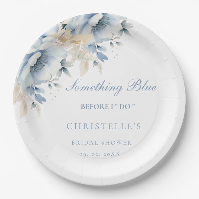 Etwas Blau bevor ich florales Brautparty mache Pappteller (Vorderseite)