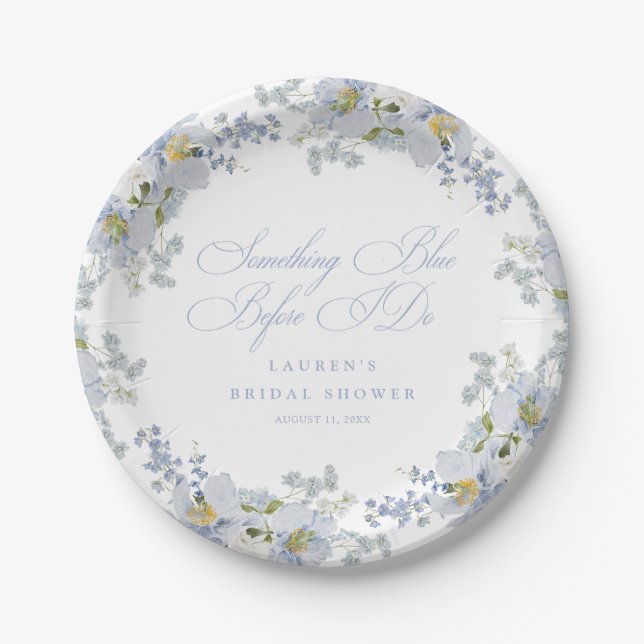 Etwas Blau, bevor ich florales Brautparty mache Pappteller (Vorderseite)