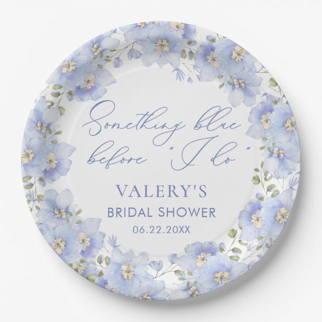 Etwas Blau, bevor ich florales Brautparty mache Pappteller (Vorderseite)