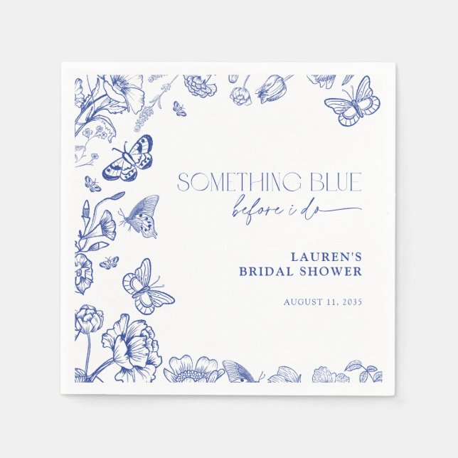 Etwas Blau, bevor ich florales Brautparty mache Serviette (Vorderseite)