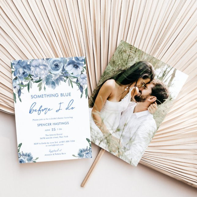 Etwas Blau, bevor ich Foto Brautparty Einladung (Von Creator hochgeladen)