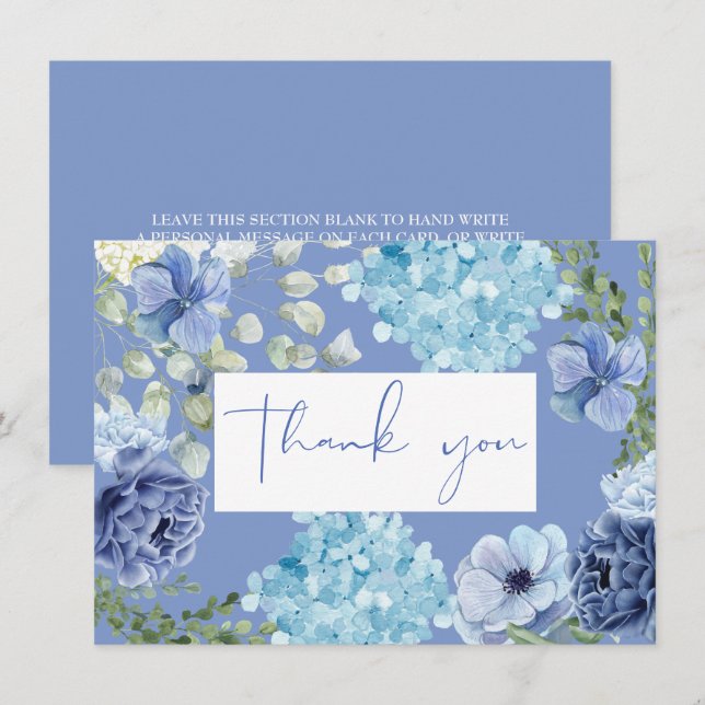Etwas Blau bevor ich Hydrangea-Brautparty Dankeskarte (Vorne/Hinten)
