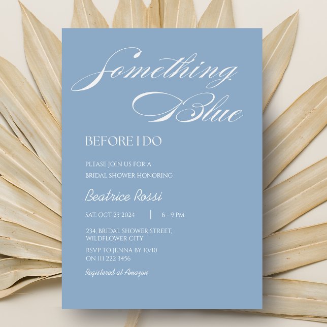 Etwas Blau bevor ich minimales Brautparty mache Einladung (Something Blue Before I Do Minimal Bridal Shower Invitation)