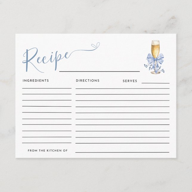 ETWAS BLAU, BEVOR ICH Recipe. Begleitkarte (Vorderseite)