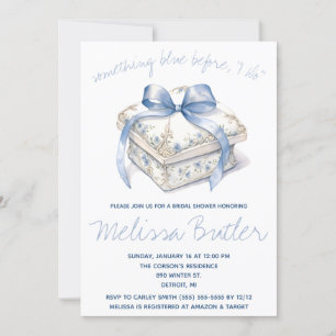 Etwas Blau bevor ich tue! Ring Box-Brautparty Einladung