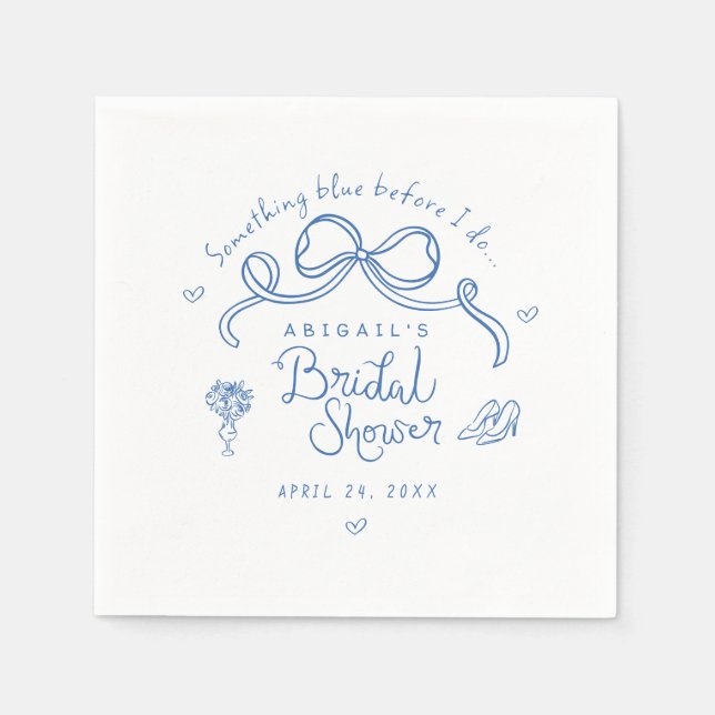 Etwas Blau bevor ich tue Whimsisches Brautparty Serviette (Vorderseite)