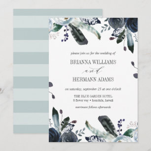 Etwas Blau Boho Chic Botanische Hochzeit Einladung