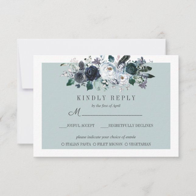 Etwas Blau | Floral Wedding RSVP MEAL Option (Vorderseite)