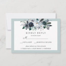 Etwas Blau | Floral Wedding RSVP MEAL Option Karte