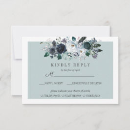 Etwas Blau | Floral Wedding RSVP MEAL Option Karte