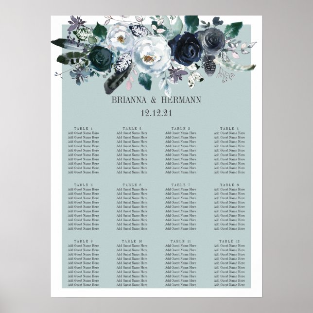 Etwas Blau | Hochzeitsdiagramm für Blume Poster (Vorne)