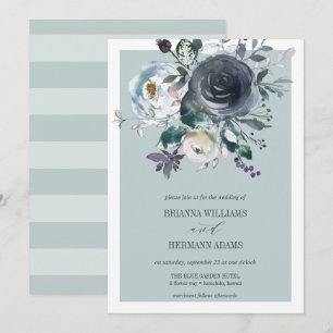 Etwas Blau   Moderne botanische Hochzeit Einladung