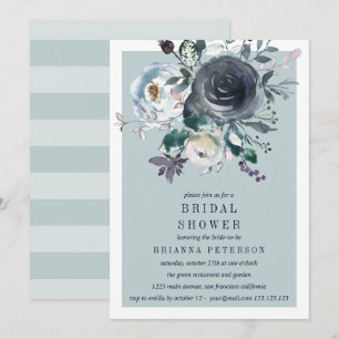 Etwas Blau   Peony Floral Brautparty Einladung