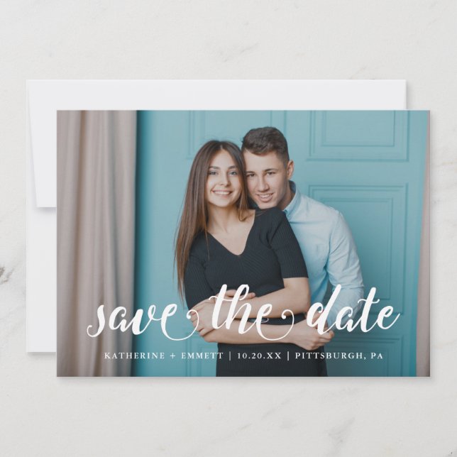 Etwas Blau Save the Date Foto (Vorderseite)