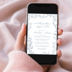 Etwas Blau vor dem botanischen Brautparty Einladung