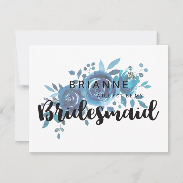 Etwas Blaue Rose wirst du meine Bridesmaid sein Einladung (Vorderseite)