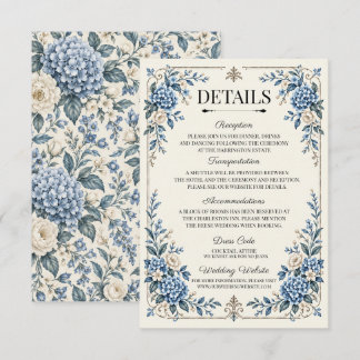 Etwas Blaue Vintage-Erbstück-Hochzeitsdetails  Begleitkarte