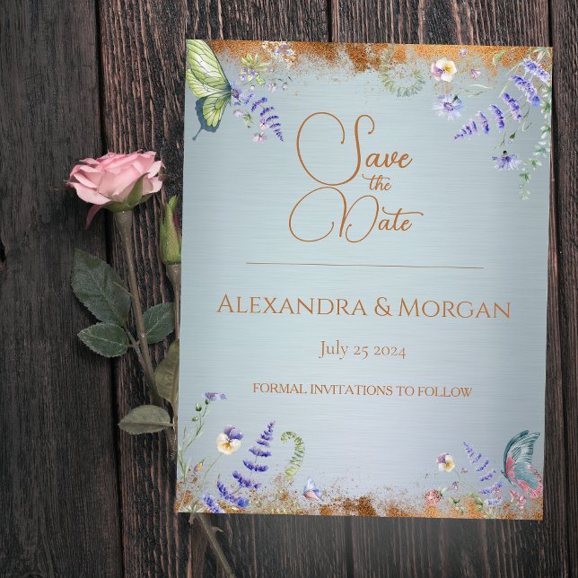 Etwas Blaue Wildblume Save the Date Postkarte (Von Creator hochgeladen)