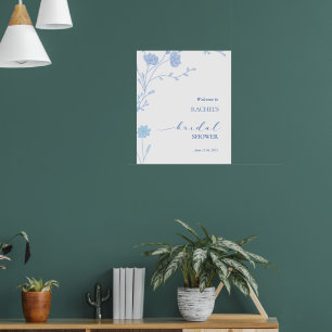 Etwas Blaue Wildblumen-Hochzeitsduscheinladung Poster