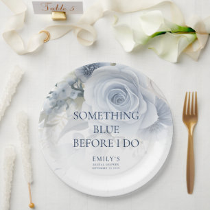 Etwas Blaues bevor ich Blumen mache: Brautparty Pappteller