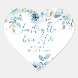 Etwas Blaues bevor ich Bridal Shower mache Herz-Aufkleber