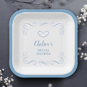 Etwas Blaues, bevor ich eine elegante Bridal Showe Pappteller