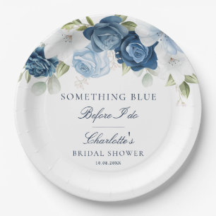 Etwas Blaues bevor ich es tue Florale Hochzeitsdus Pappteller