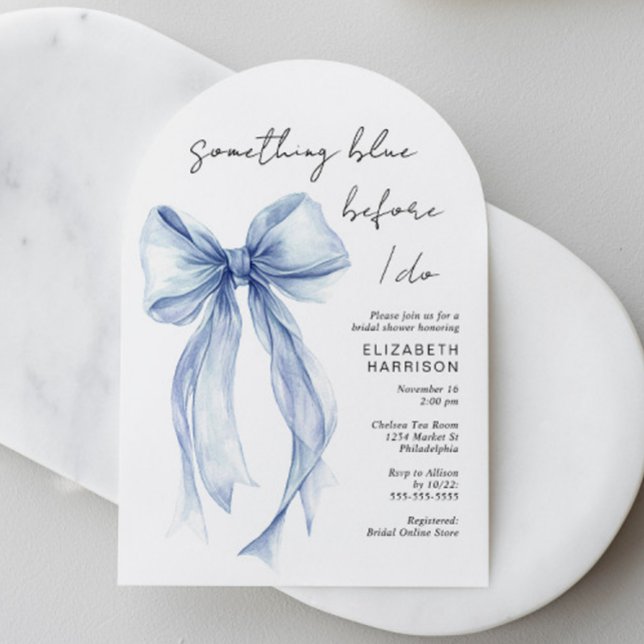 Etwas Blaues, bevor ich heirate Brautparty-Torboge Einladung (Something Blue Before I Do Bow Bridal Shower Arch Invitation)