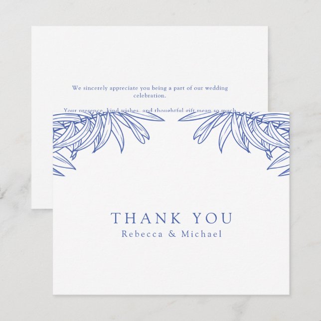 Etwas Blaues Blatt Botanische Hochzeit Dankeskarte (Vorne/Hinten)