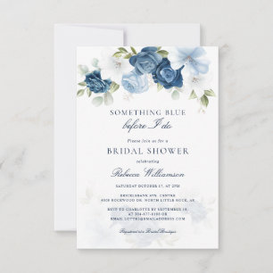 Etwas Blaues Blumenmuster vor dem Foto Brautparty Einladung