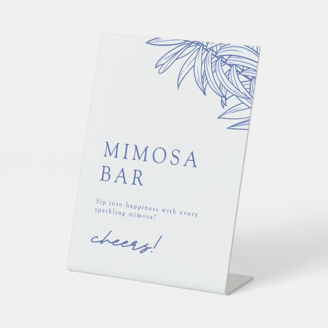 Etwas Blaues Botanisches Mimosa Bar Sockelschild (Vorderseite)