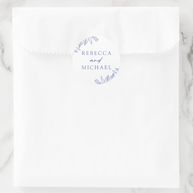 Etwas Blaues Botanisches Runder Aufkleber (Tasche)