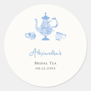Etwas Blaues Chinoiserie-Spitzen-Tee-Junggesellinn Runder Aufkleber