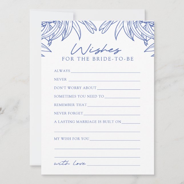 Etwas Blaues Einfaches Blätter für Bride Card (Vorderseite)