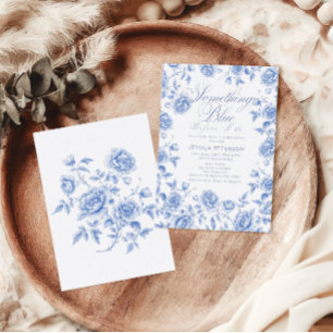 Etwas Blaues Elegantes Chinoiserie-Brautabschied Einladung