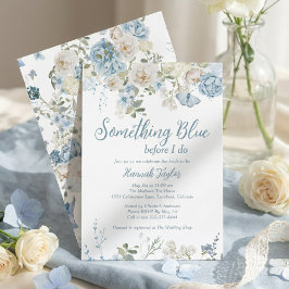 Etwas blaues Floral, bevor ich Brautparty mache Einladung
