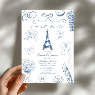 Etwas Blaues Französisch Blau Hochzeit Brautparty Einladung