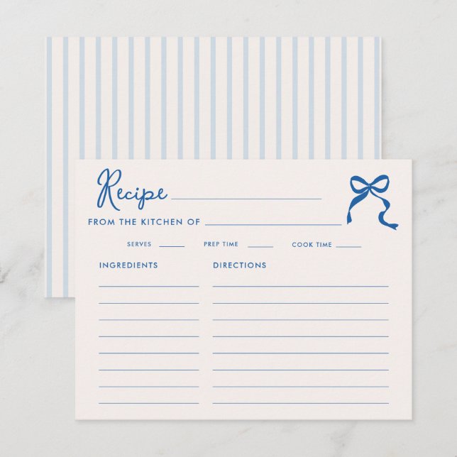 Etwas Blaues Squigggg Frame Bow-Brautparty Begleitkarte (Vorne/Hinten)