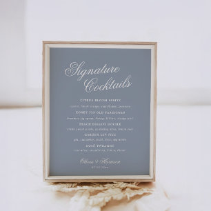 Etwas Blaues Staubblau Elegantes Trinkschild Poster