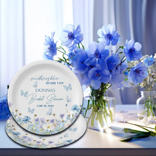Etwas Blaues vor dem 'Ja-Wort': Florale Brautparty Pappteller