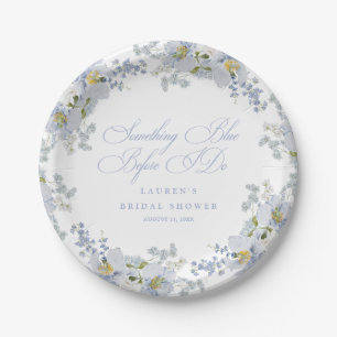 Etwas Blaues vor meiner Hochzeit Floral Brautparty Pappteller