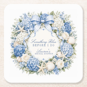Etwas Blaues vor meiner Hochzeit Hydrangea-Brautju Rechteckiger Pappuntersetzer