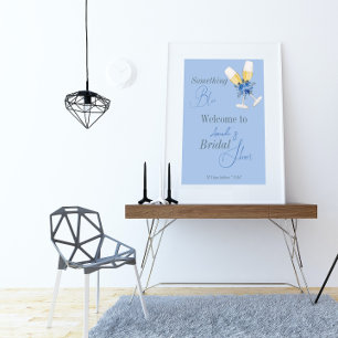 Etwas Blaues Wasserfarbenes Florales Brautbad Banner