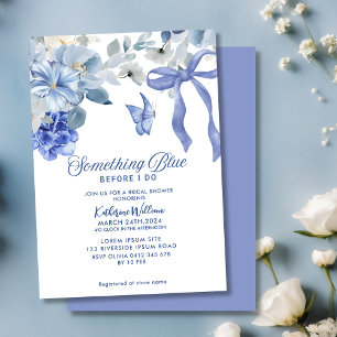 Etwas Blaues Weißes Florales Band Brautparty Einladung