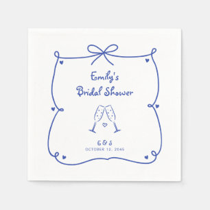 Etwas Blaues Whimsical Handgezeichnete Bridal Show Serviette