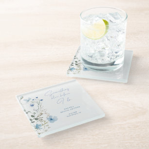 Etwas Blaues Wildblumen-Brautjunggesellinnenabschi Glasuntersetzer