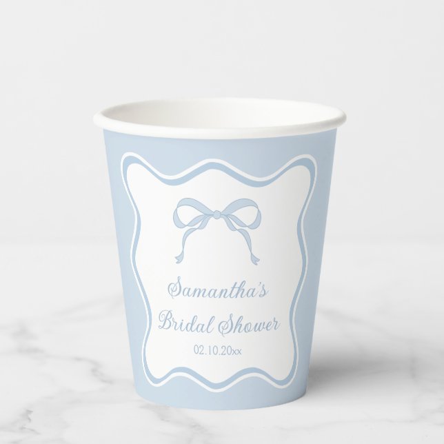 Etwas Blue Bow Brautparty Pappbecher (Vorderseite)