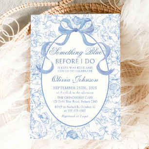 Etwas Blue Bow Chinoiserie Brautparty Einladung
