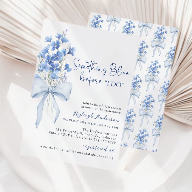 Etwas Blue Brautparty| Dusty Blue Ribbon Einladung (Von Creator hochgeladen)