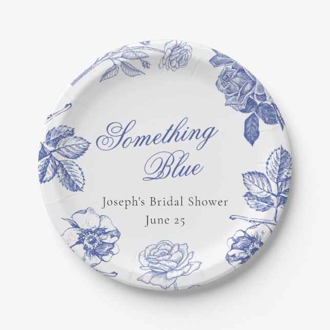 Etwas Blue Bridal Dusche Einladung Pappteller (Vorderseite)
